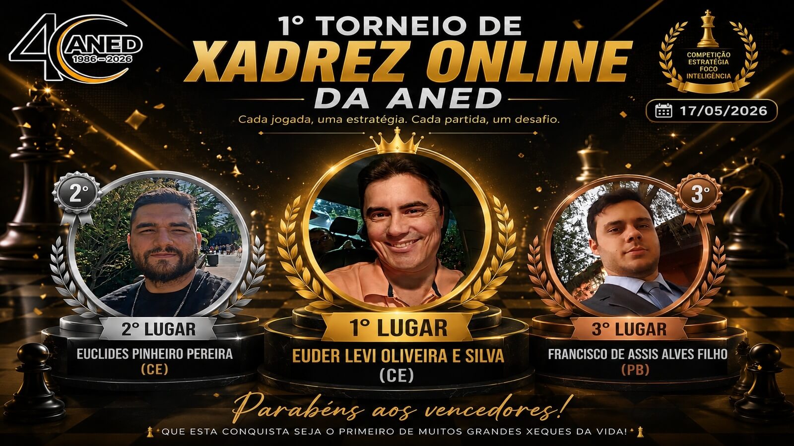 ANED realiza primeiro torneio de xadrez on-line